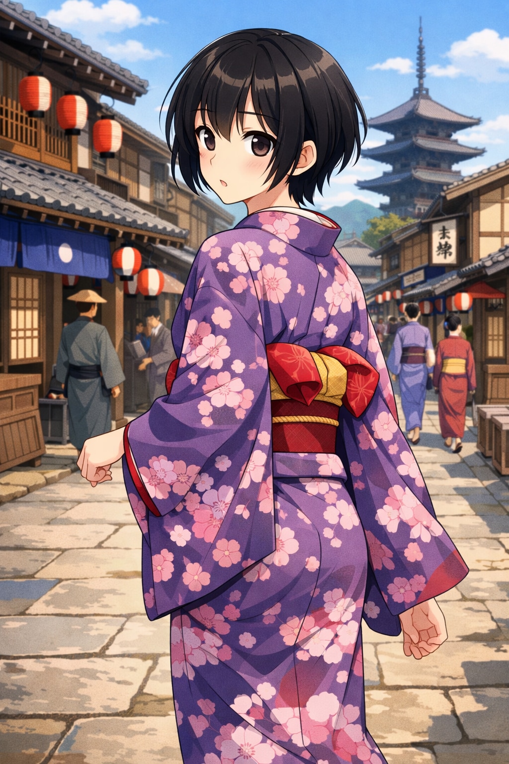 江戸の街を歩く男の娘 | の人気AIイラスト・グラビア