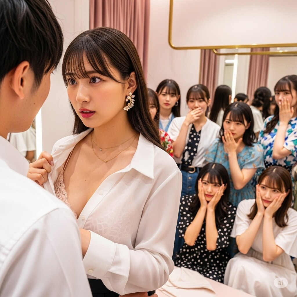 試着中に入ってくる女性たち