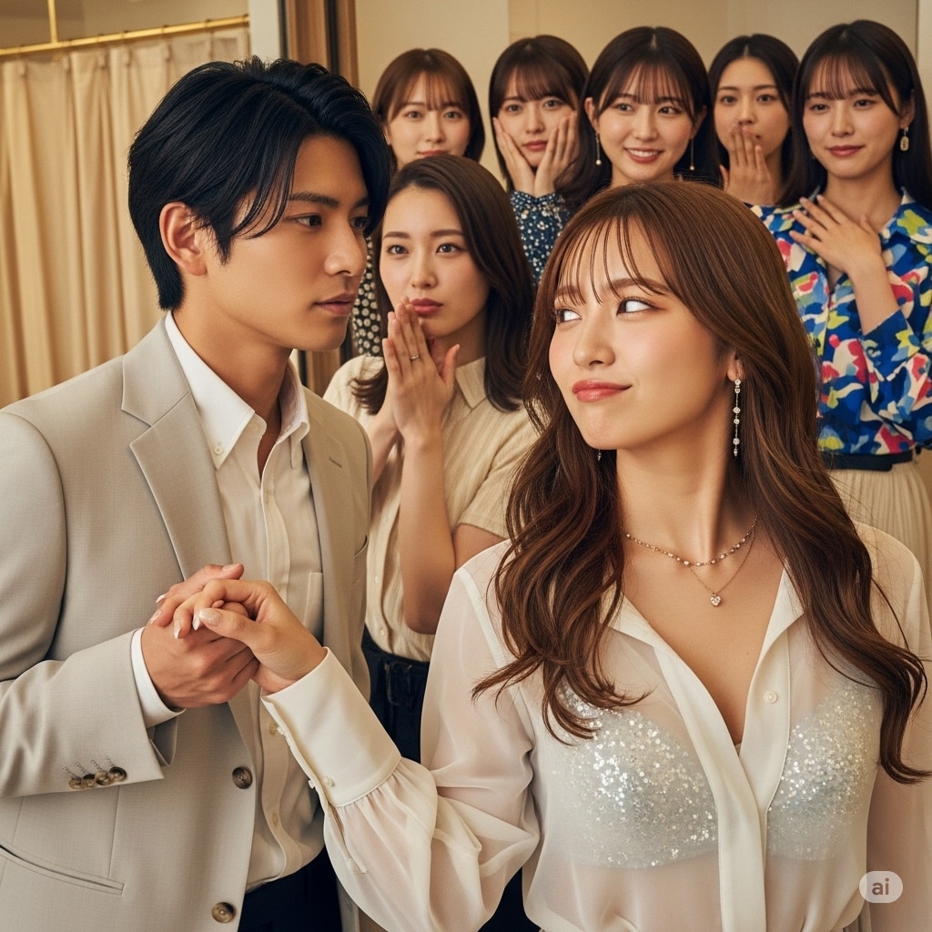 試着中に入ってくる女性たち