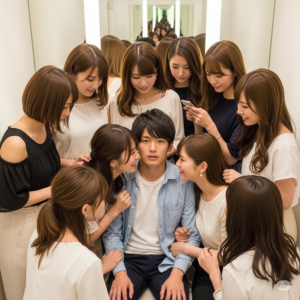 試着中に入ってくる女性たち