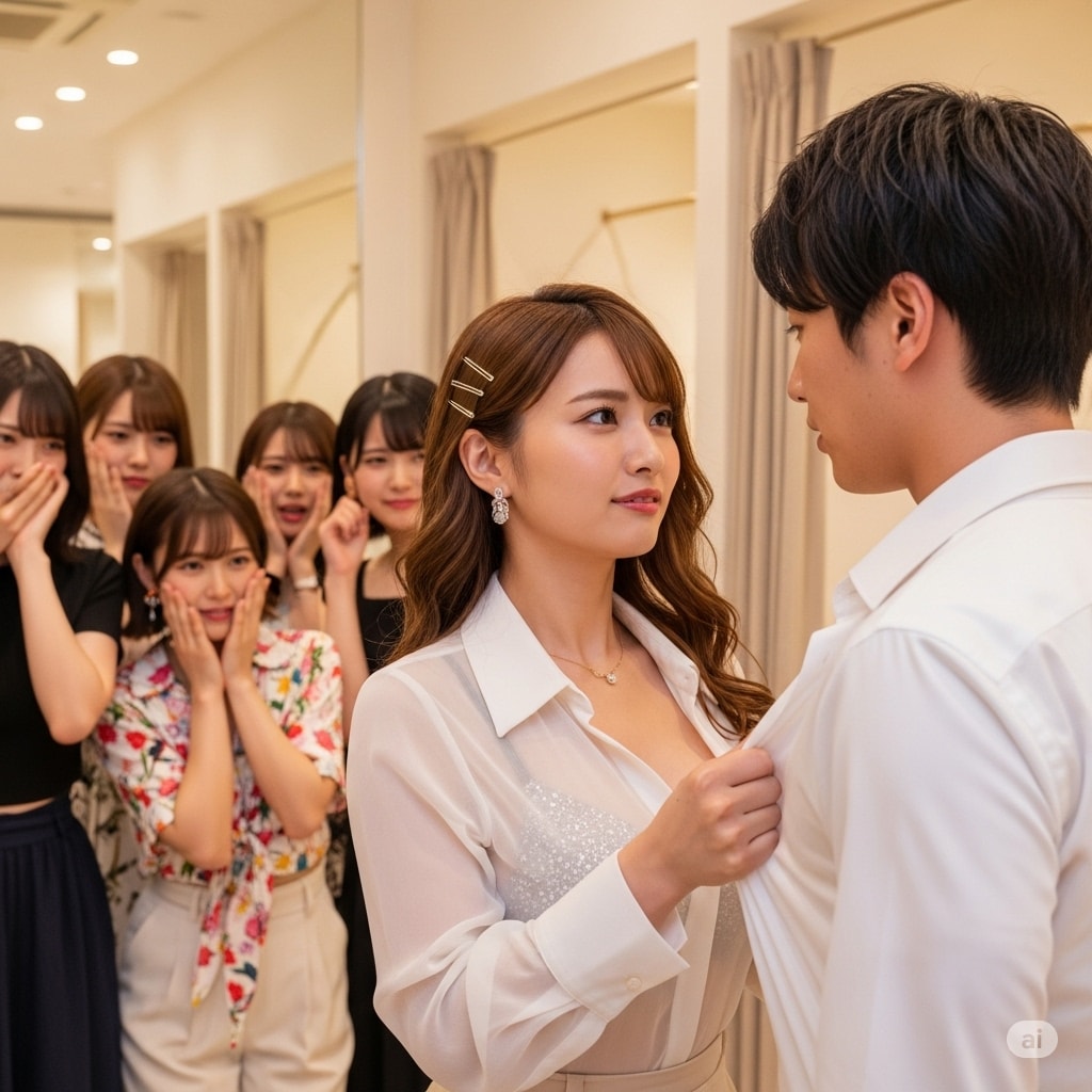 試着中に入ってくる女性たち