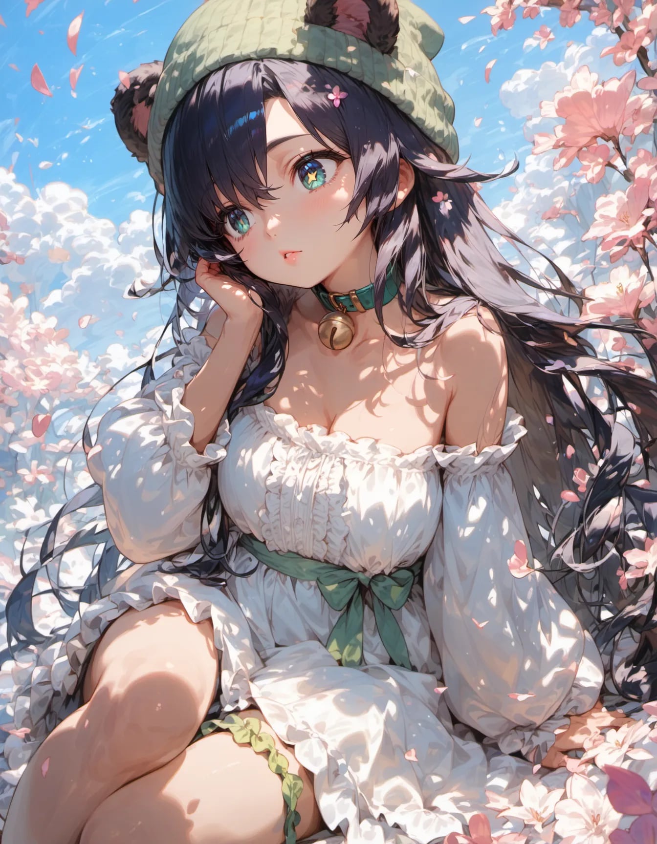 Petals Dancing Around Her Gaze | の人気AIイラスト・グラビア