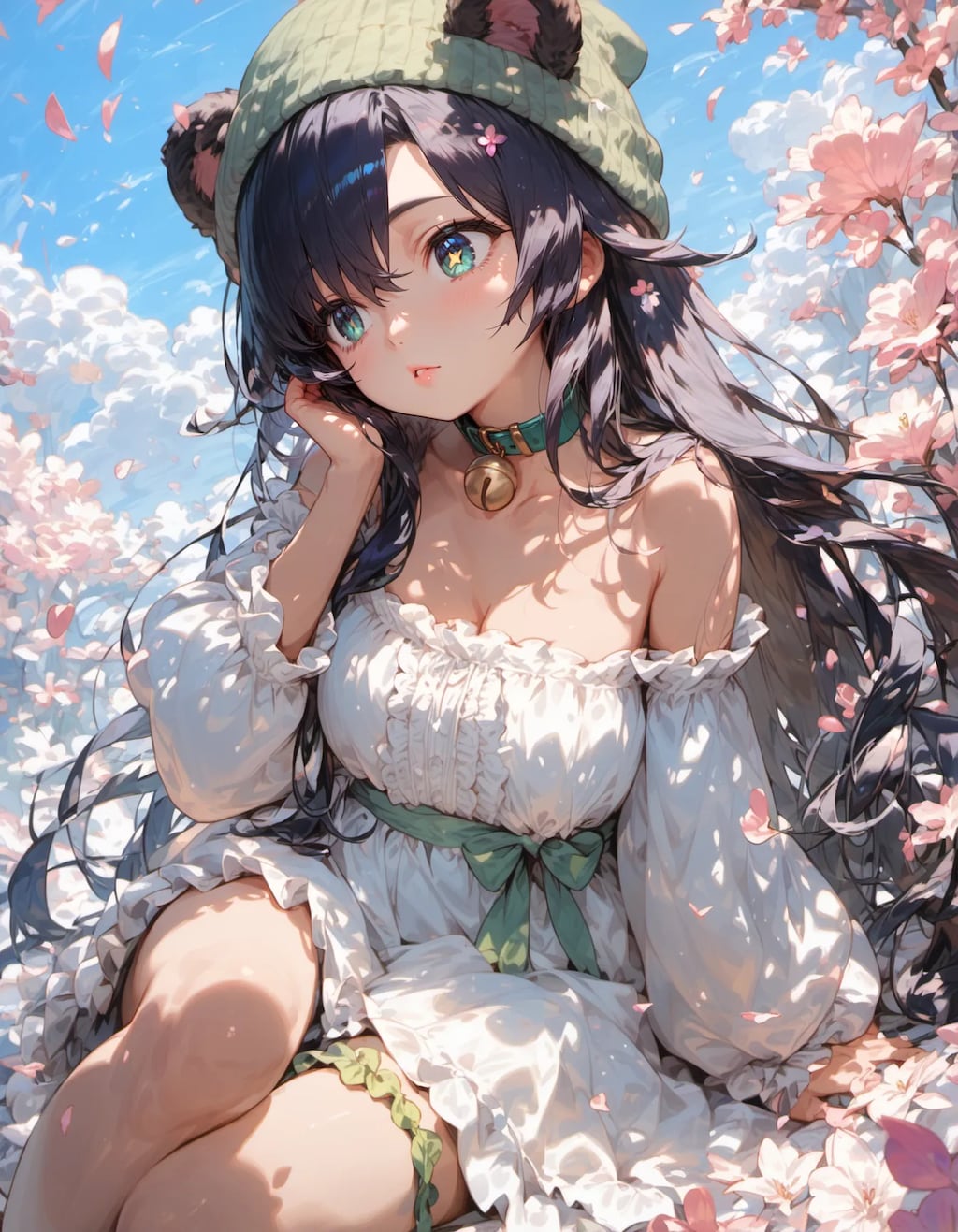 Petals Dancing Around Her Gaze