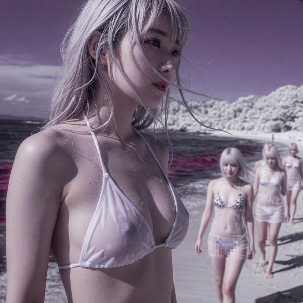 夏のビーチ　赤外線カメラ