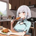 鶏胸肉食べてる、銀髪#SEEKERさん 3枚目