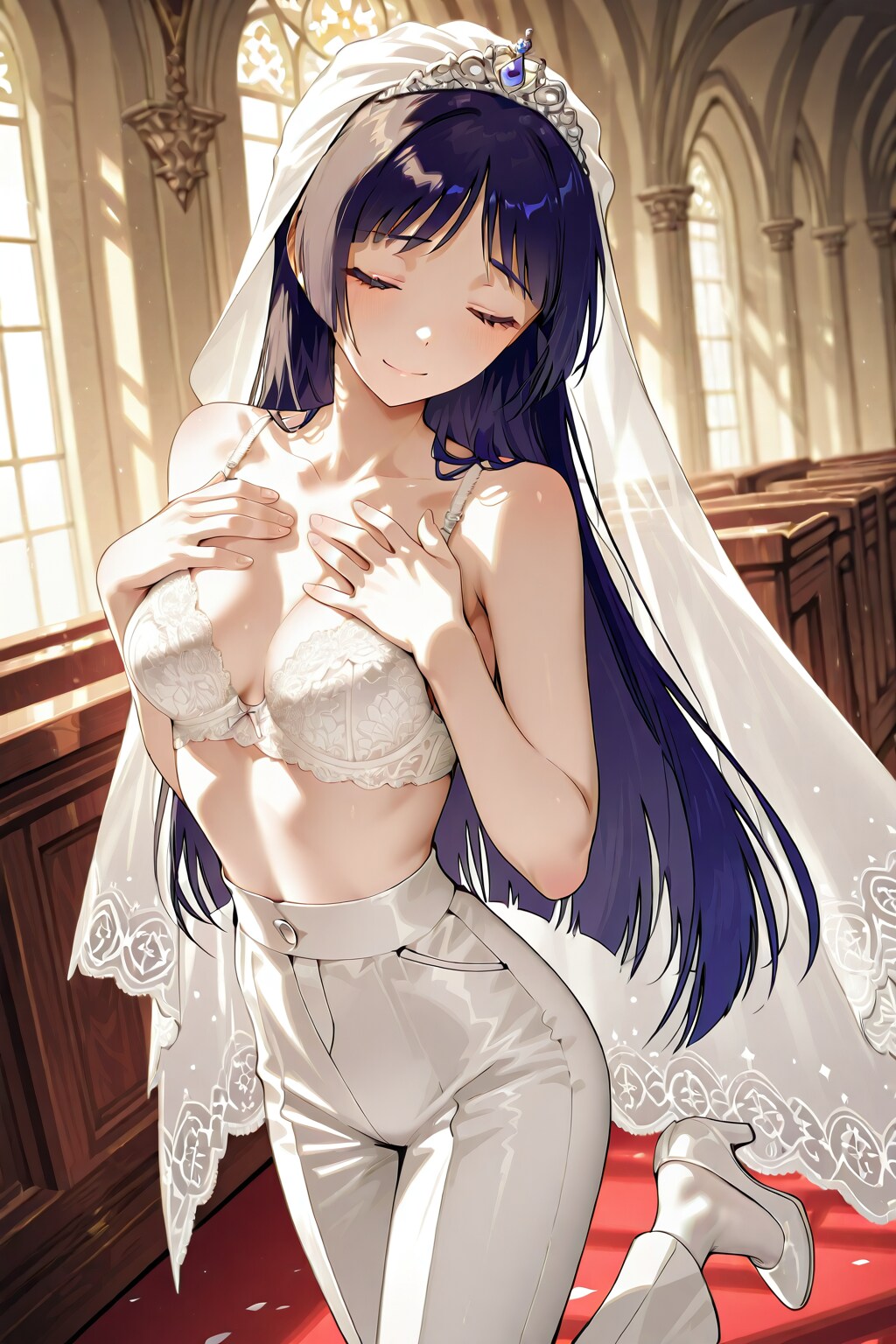 ブラ姿の花嫁