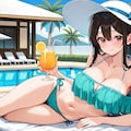 ユリママ　ホテルプールでバカンス 2枚目