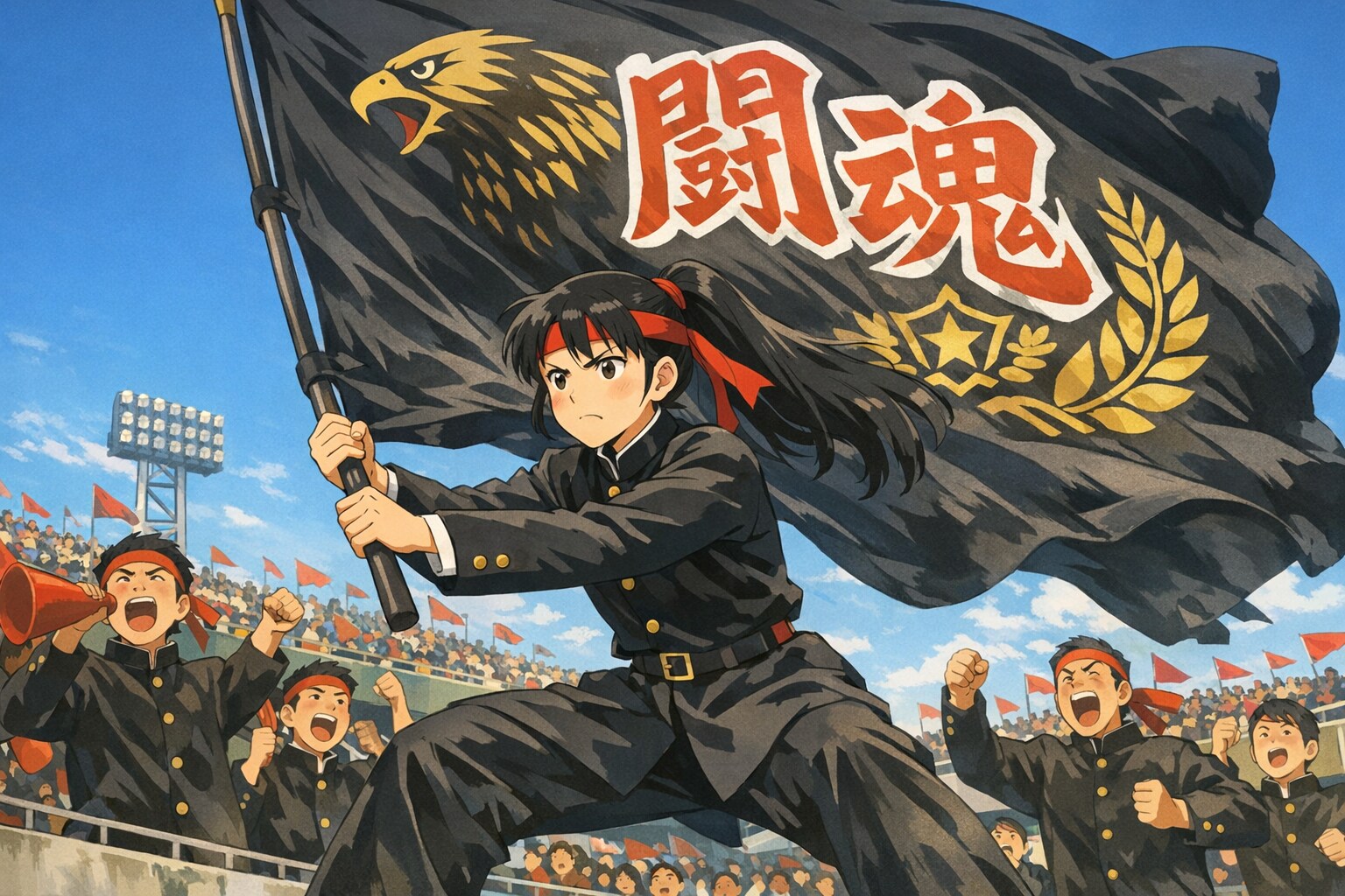 団旗持ちの女の子