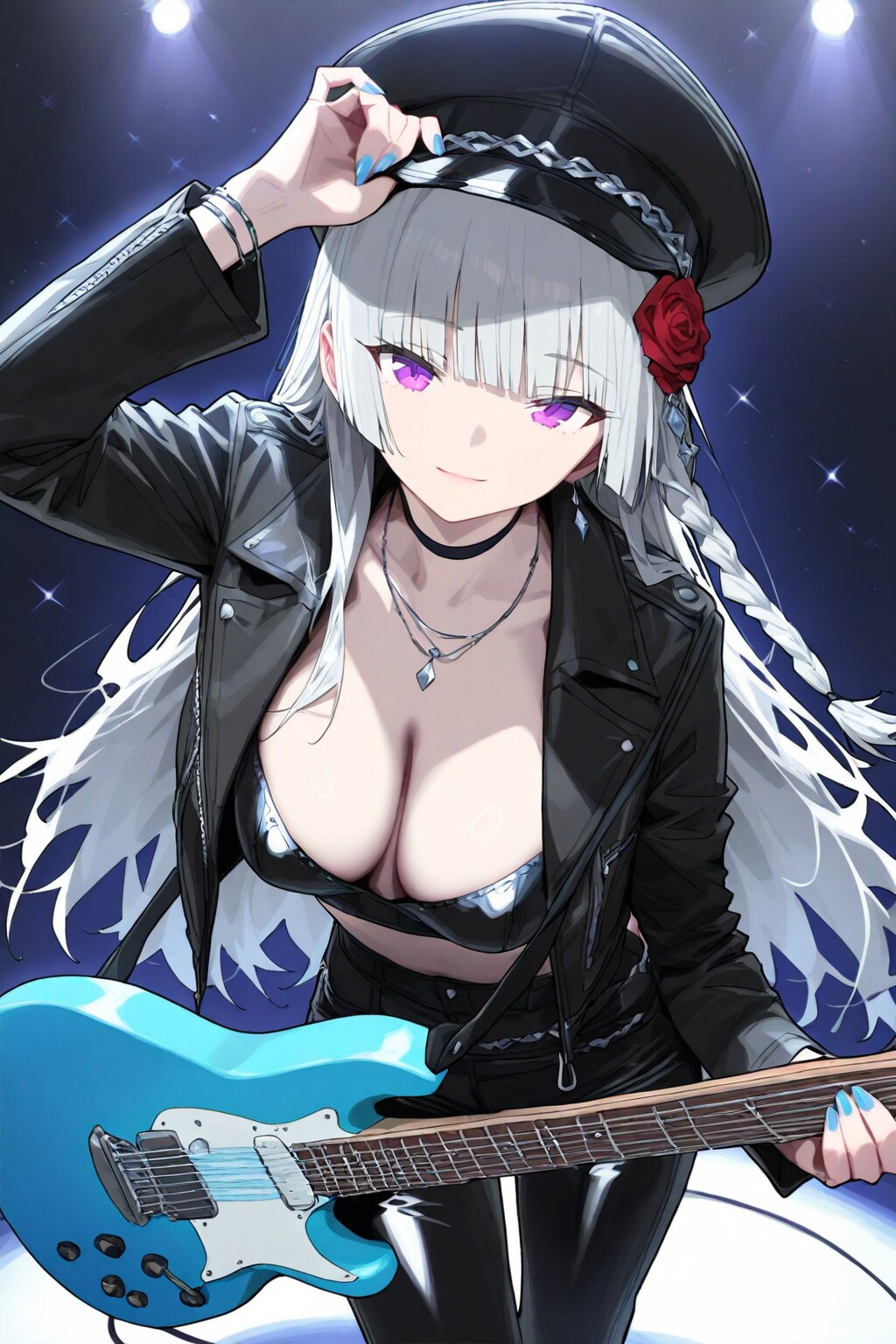 指宿瑠奈さんでキング・オブ・ポップ風な衣装でエレキギターを弾き語り❤️