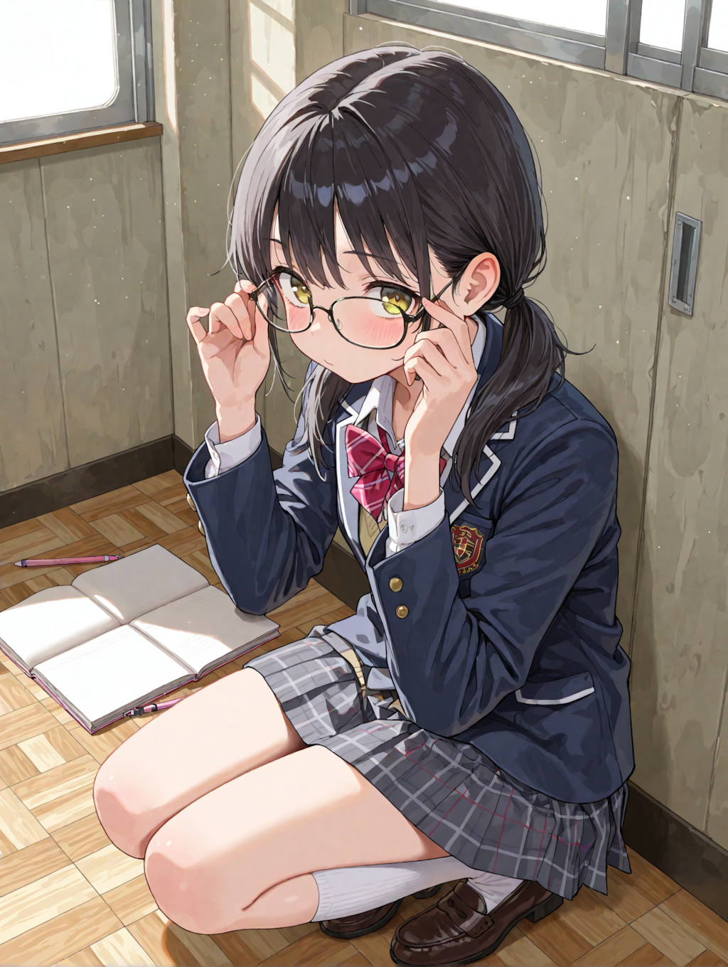 おさげで眼鏡をかけた女の子（ShiitakeMix  2.0）