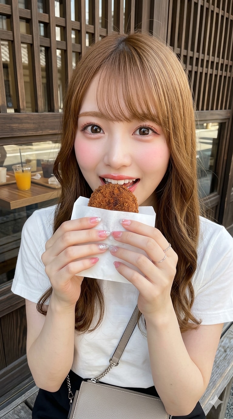 食べ歩き大好きな女の子