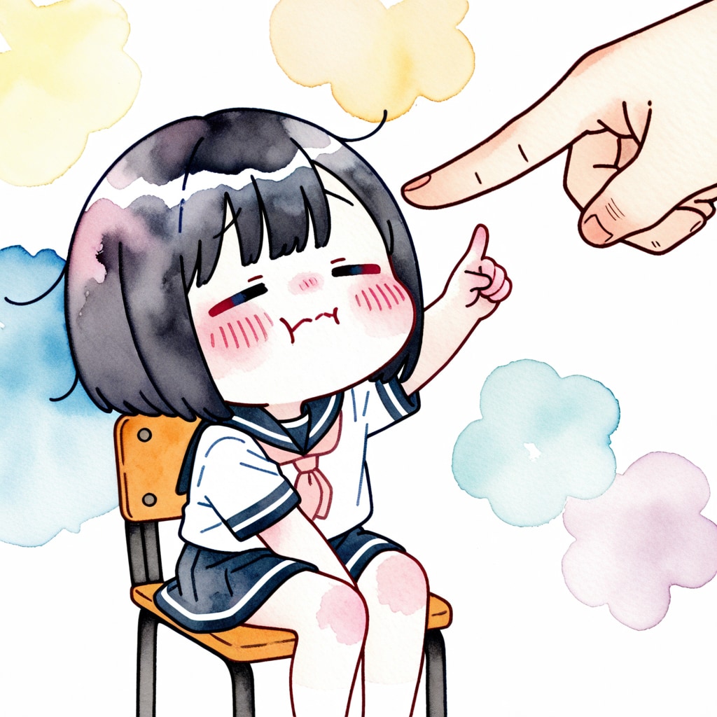 指差し女学生