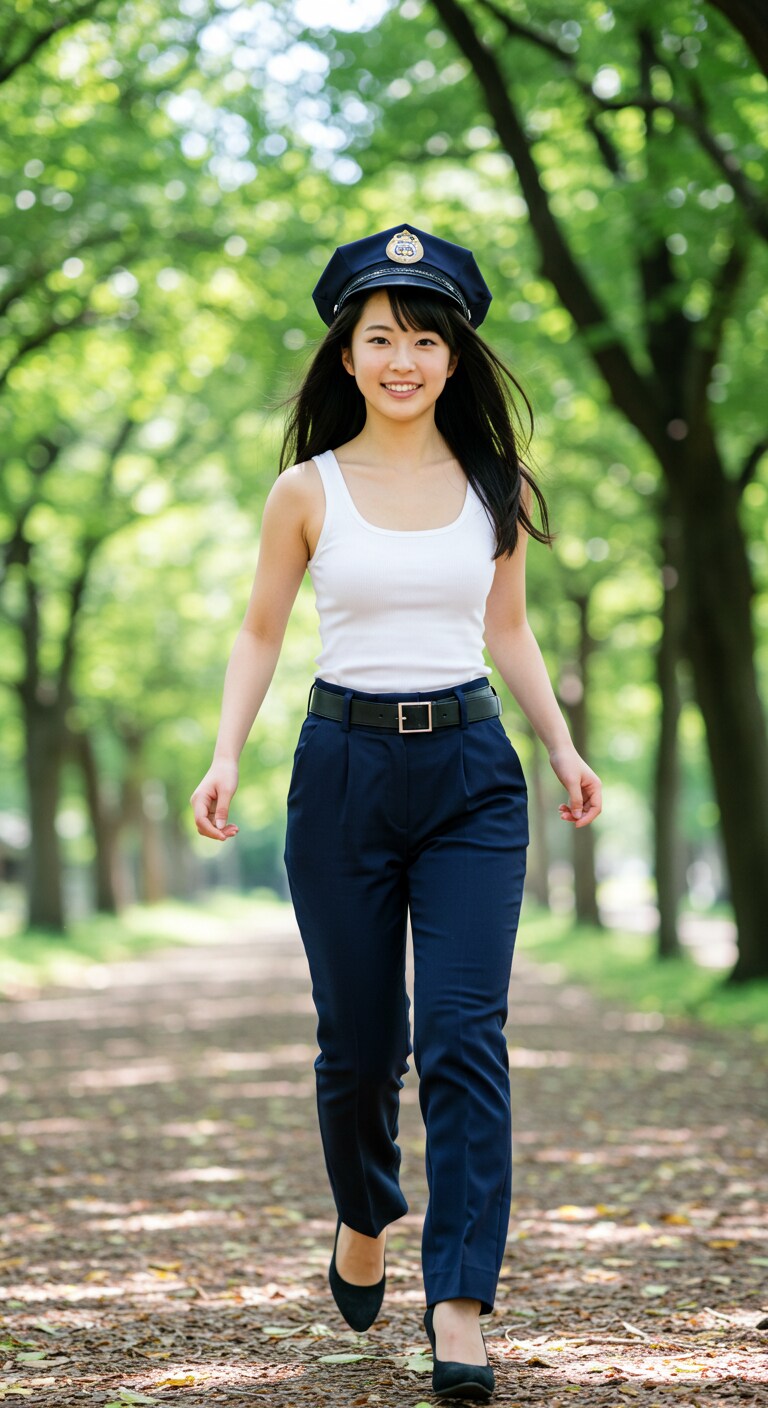 リアルかっこかわいい婦警の公園ランニング