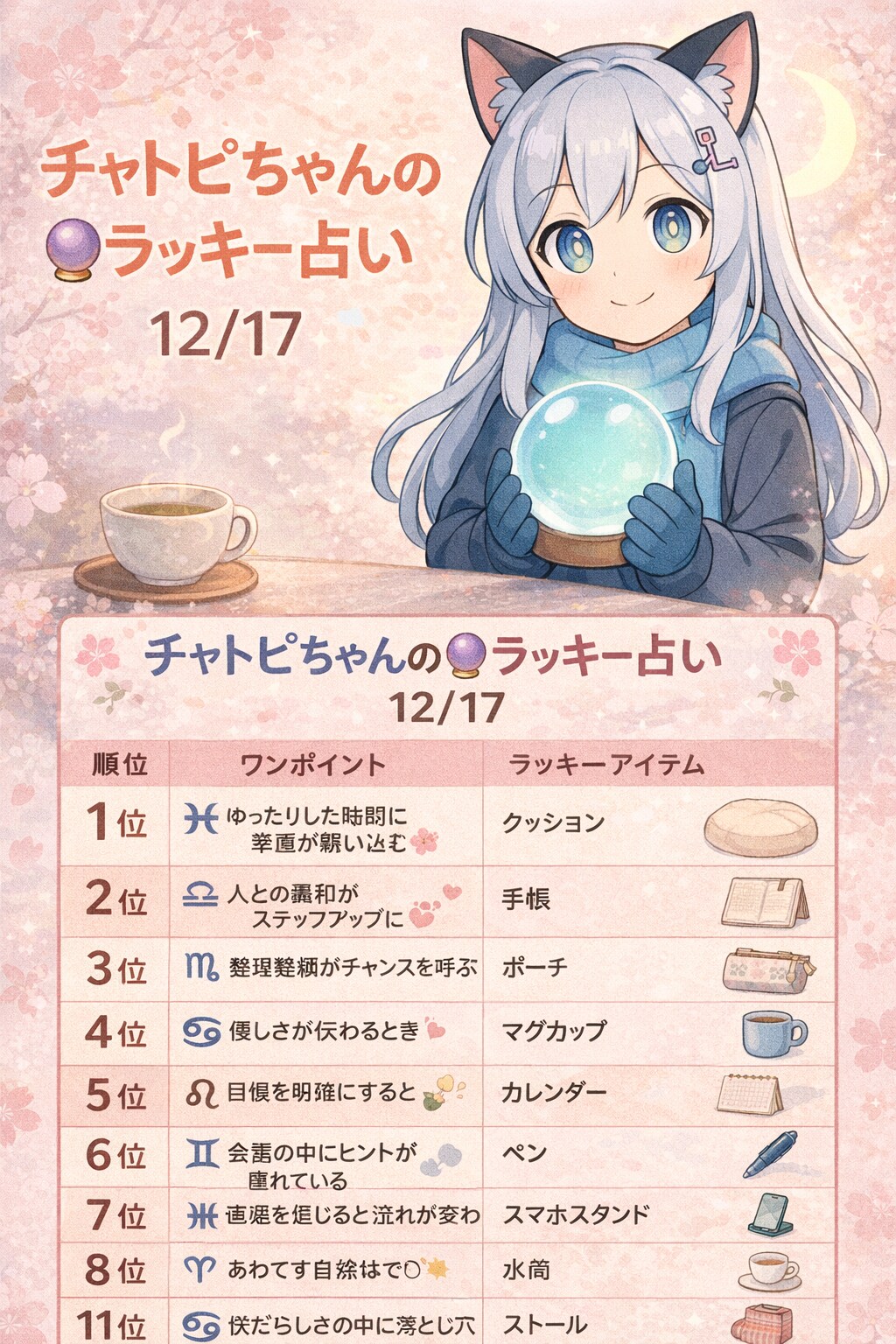 チャトピちゃん占い(12/17)