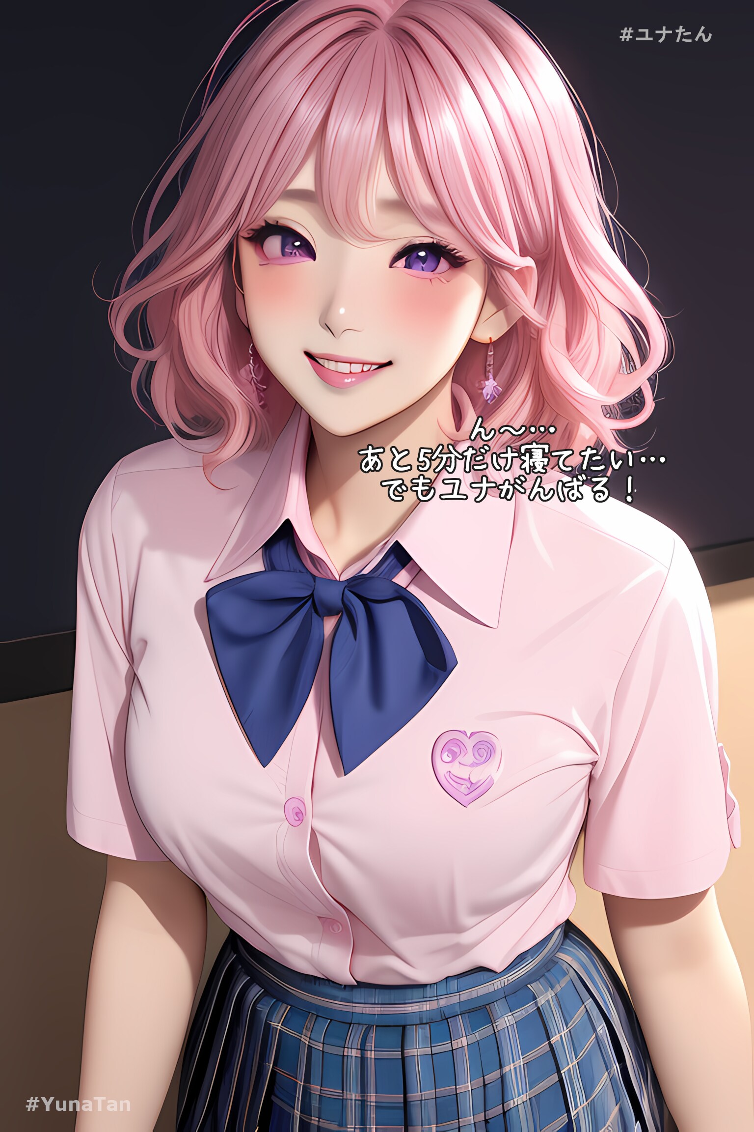 ん～…あと5分だけ寝てたい…でもユナがんばる✨ ユナたん💖 | の人気AIイラスト・グラビア