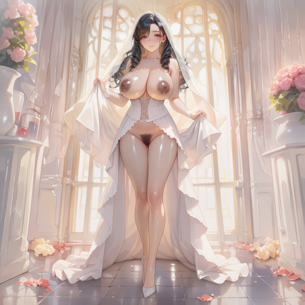 のぞみさん、ウェディングドレス露出