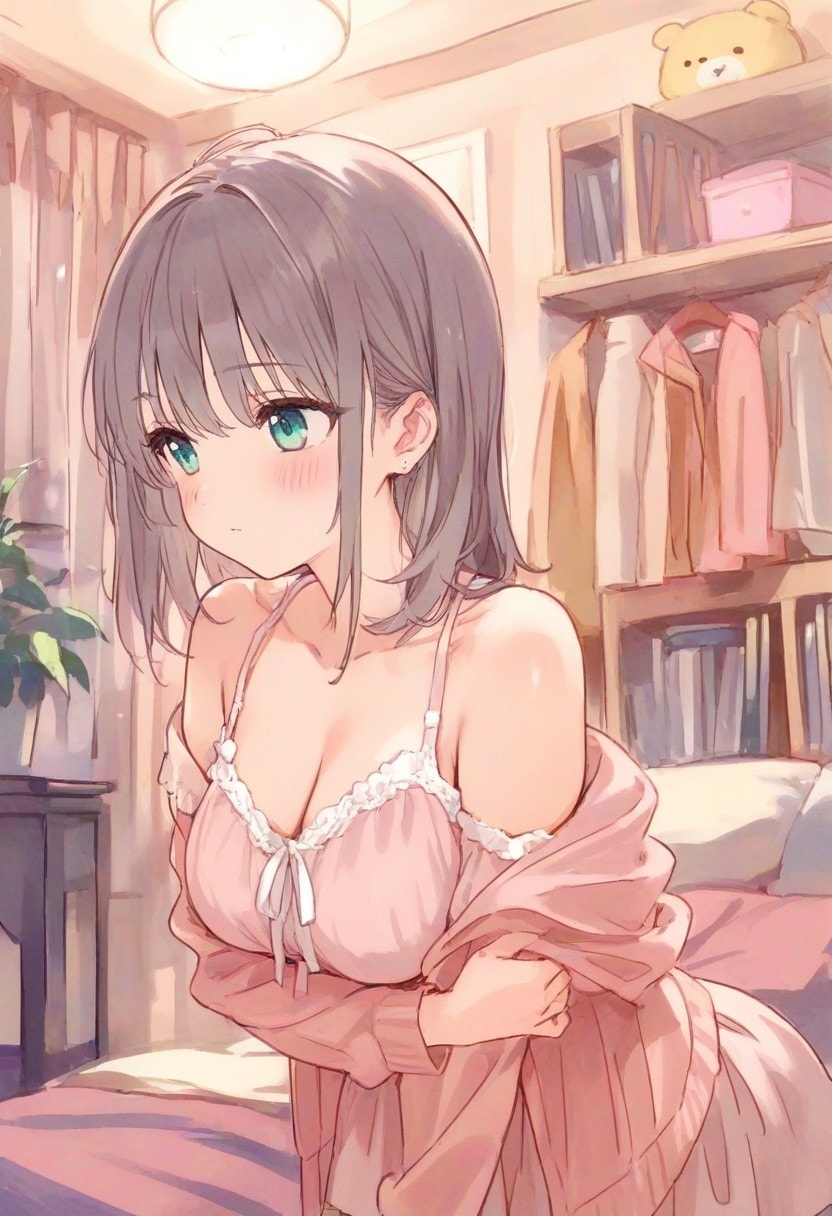 少女の部屋(水彩タッチ)(157) | の人気AIイラスト・グラビア