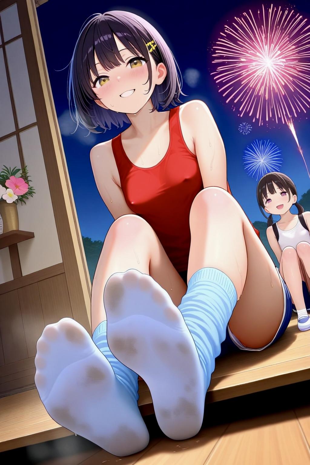 花火より足見てない？