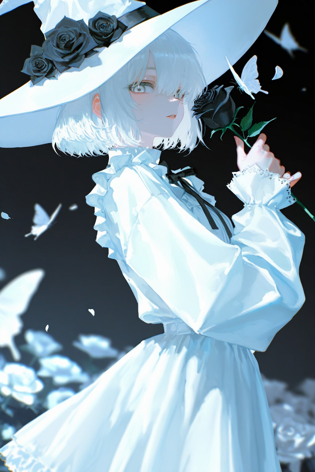 黒薔薇と白い蝶