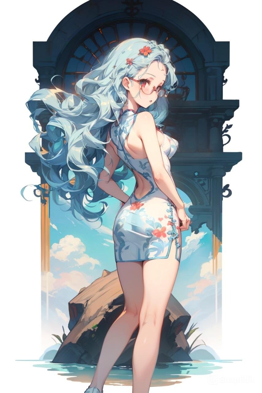 チャイナドレスの眼鏡っ娘 | の人気AIイラスト・グラビア