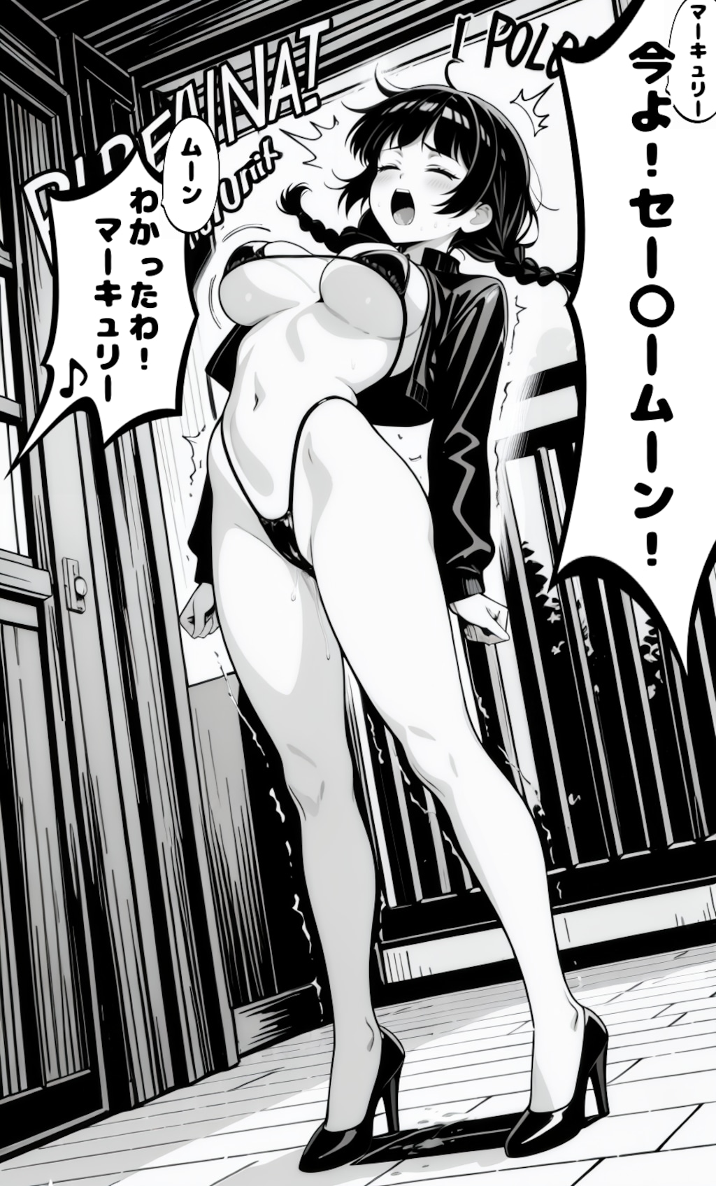 （創作セー〇ームーン女怪人やられ漫画！）悪の三つ編み眼鏡っ娘ドロイド！眼鏡を外された状態でムーン・プリンセス・ハレーションをくらい砂となる（消滅）💦