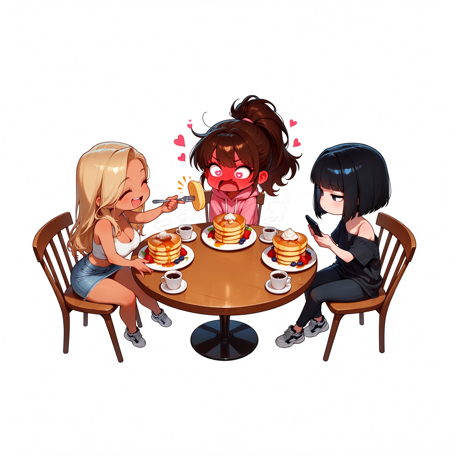 友達とパンケーキを食べる黒ギャル | の人気AIイラスト・グラビア