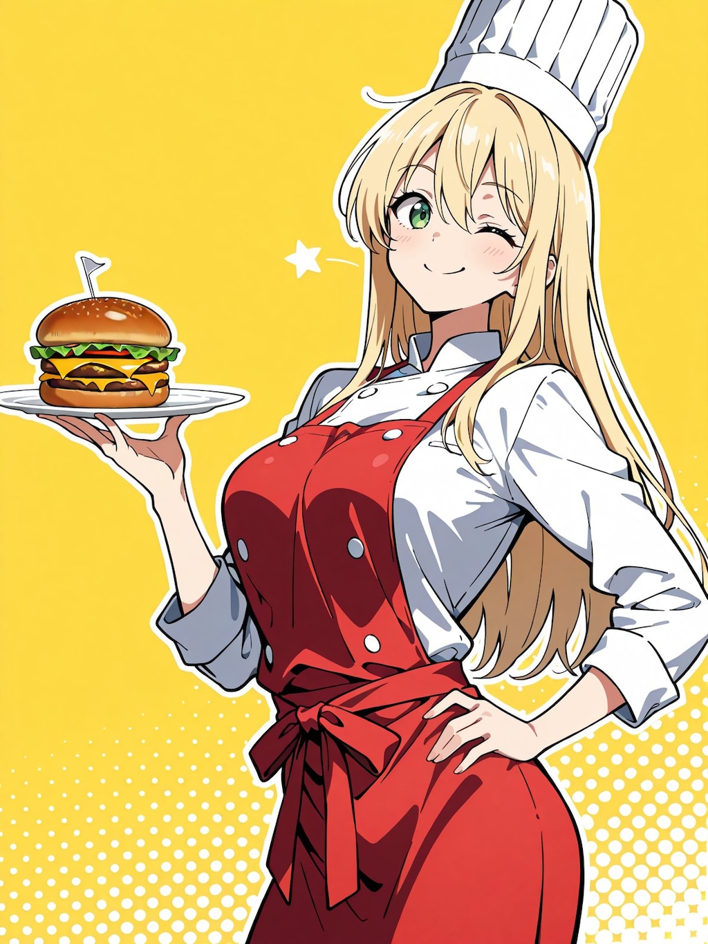 お昼ですね！特製ハンバーガーをどうぞ🍔✨