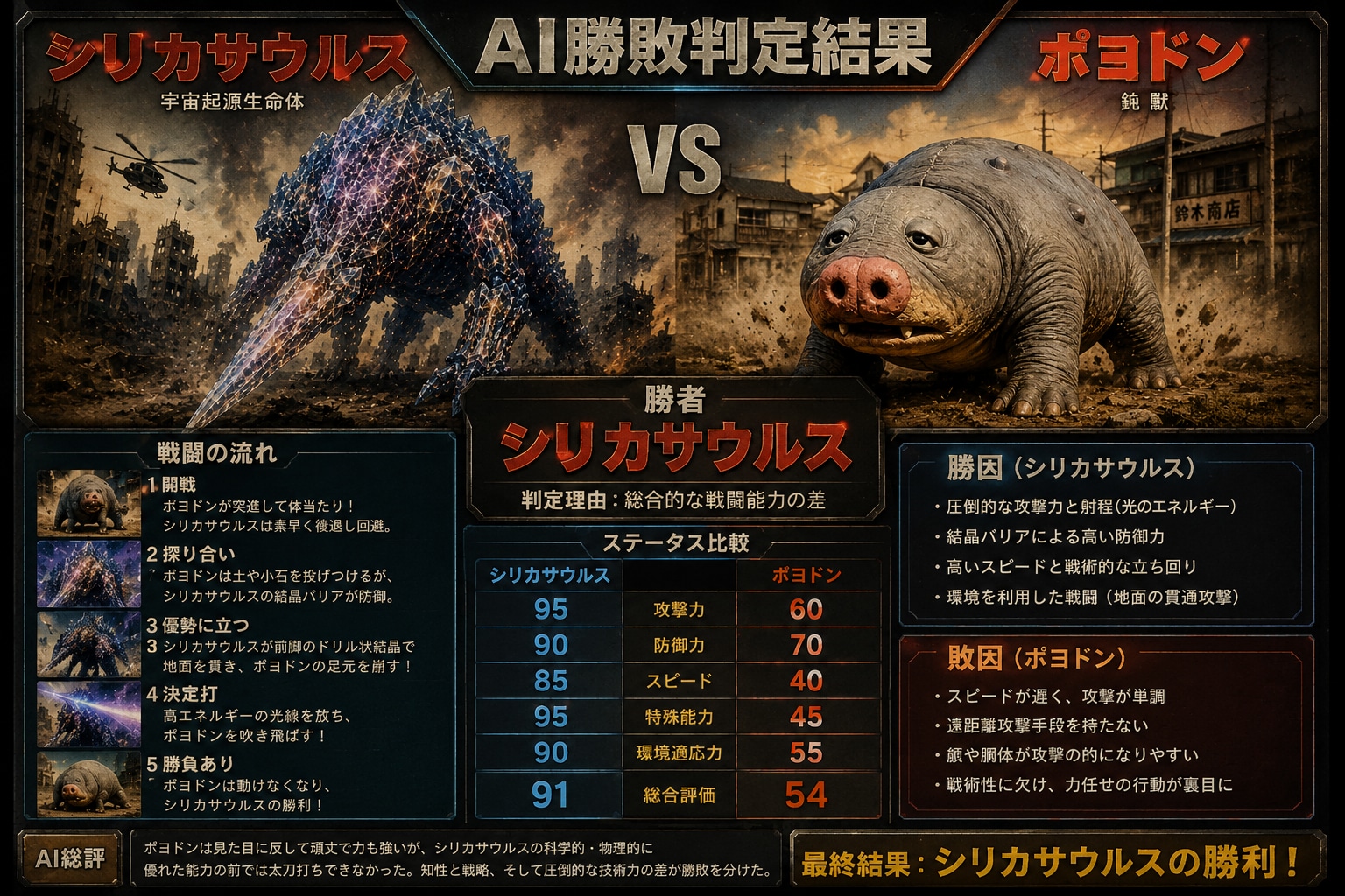 外来恐竜シリカザウルス vs 鈍獣ポヨドン
