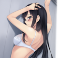half-closed eyes, hands on wall, white lingerie, ass focus-02 5枚目