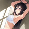 half-closed eyes, hands on wall, white lingerie, ass focus-02 11枚目