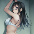 half-closed eyes, hands on wall, white lingerie, ass focus-02 8枚目
