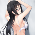 half-closed eyes, hands on wall, white lingerie, ass focus-02 12枚目