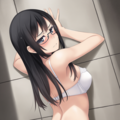 half-closed eyes, hands on wall, white lingerie, ass focus-02 7枚目