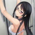 half-closed eyes, hands on wall, white lingerie, ass focus-02 6枚目