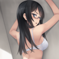 half-closed eyes, hands on wall, white lingerie, ass focus-02 9枚目