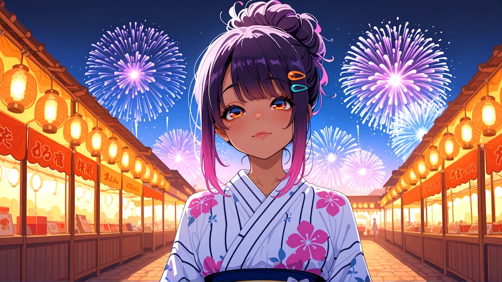 あたしじゃなくて花火見なさいよ…