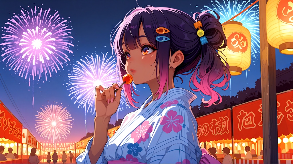 あたしじゃなくて花火見なさいよ…