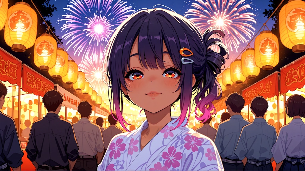 あたしじゃなくて花火見なさいよ…