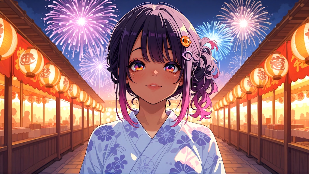 あたしじゃなくて花火見なさいよ…