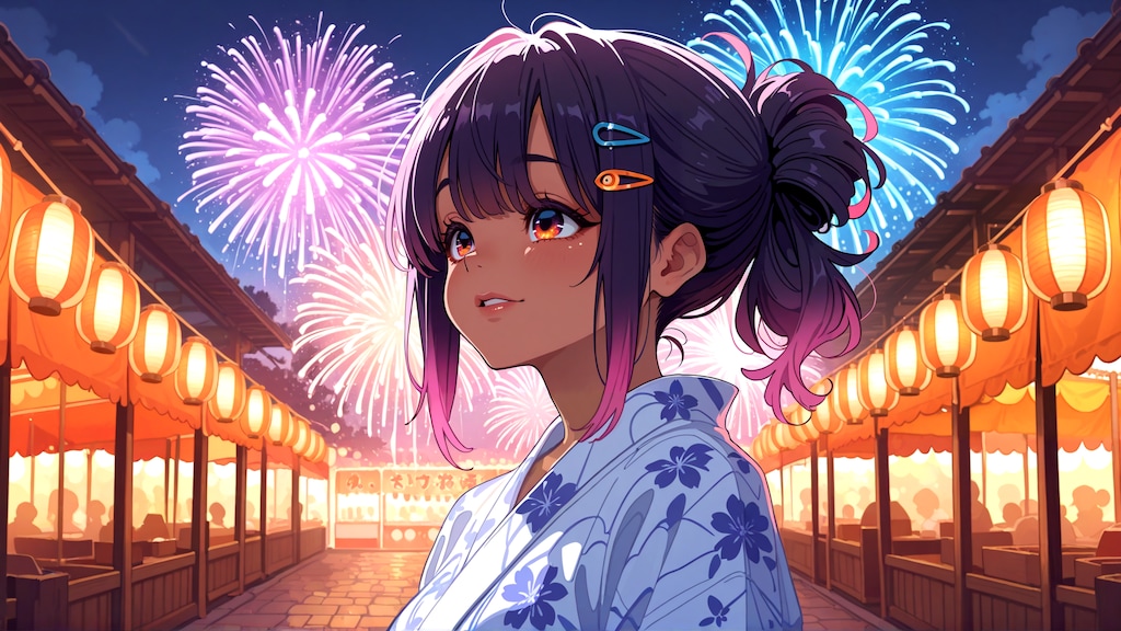 あたしじゃなくて花火見なさいよ…
