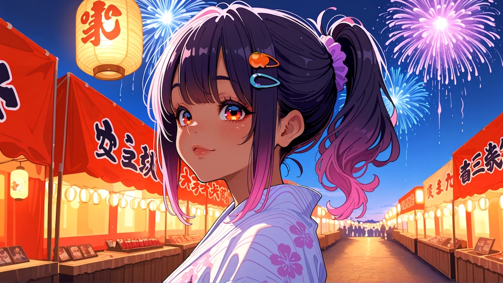 あたしじゃなくて花火見なさいよ…