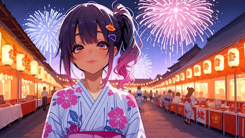 あたしじゃなくて花火見なさいよ…