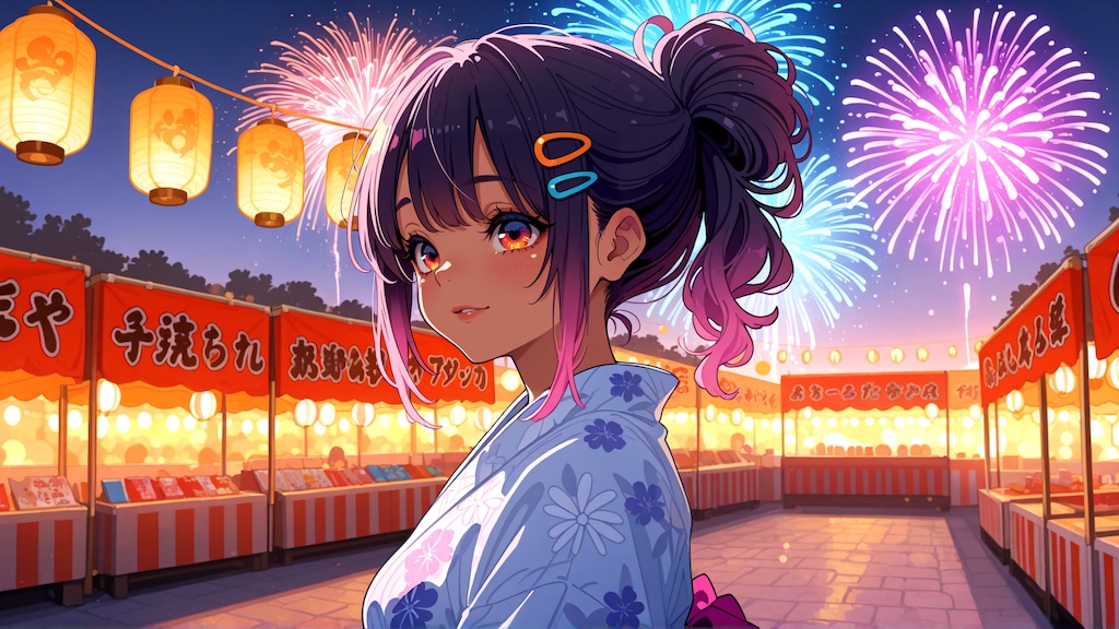 あたしじゃなくて花火見なさいよ…