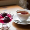 デザートの梅ゼリーと紅茶のセット 2枚目