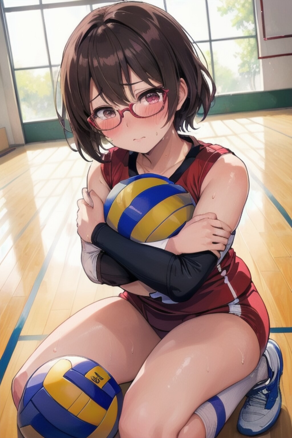 弱々メガネバレー女子