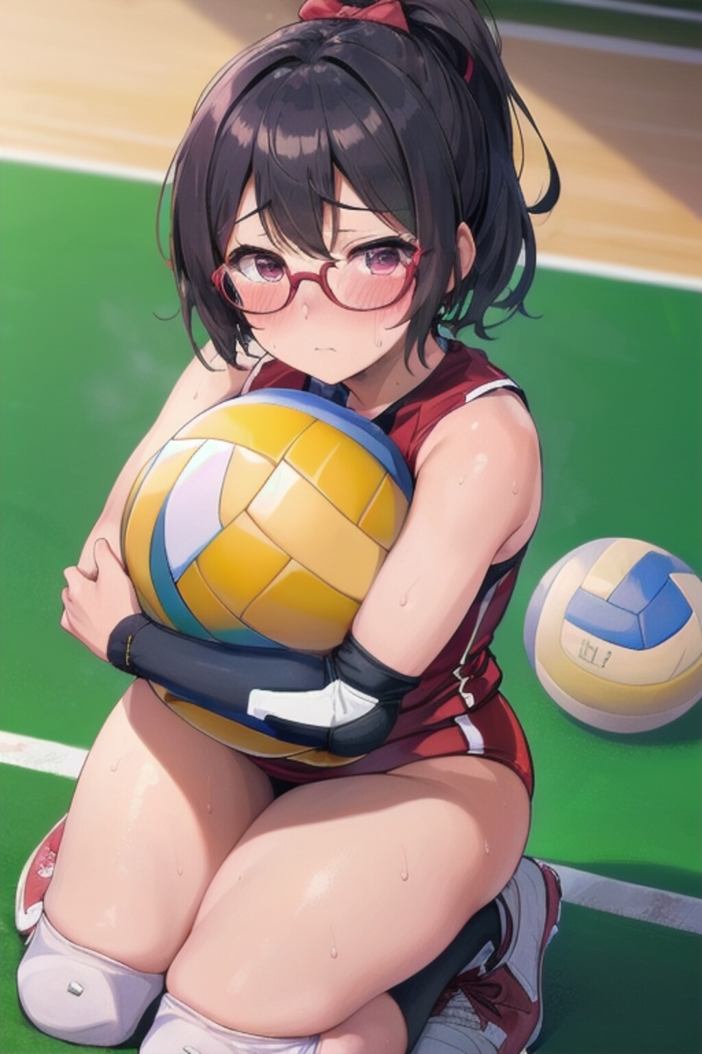 弱々メガネバレー女子