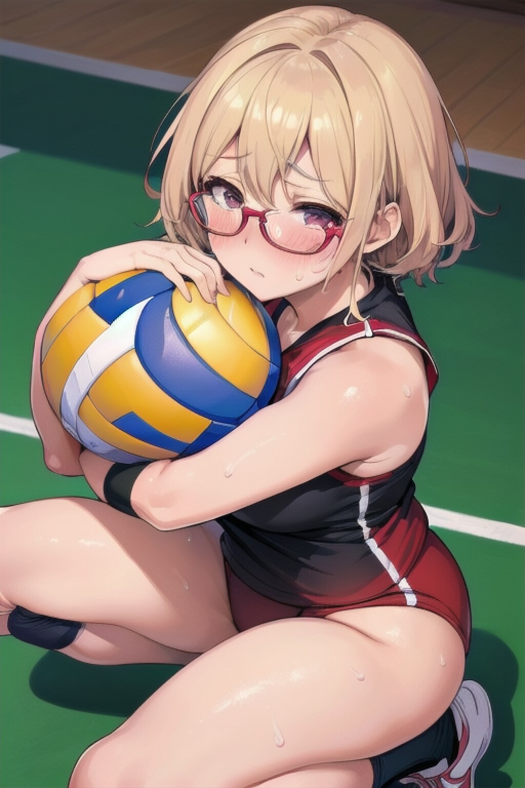 弱々メガネバレー女子