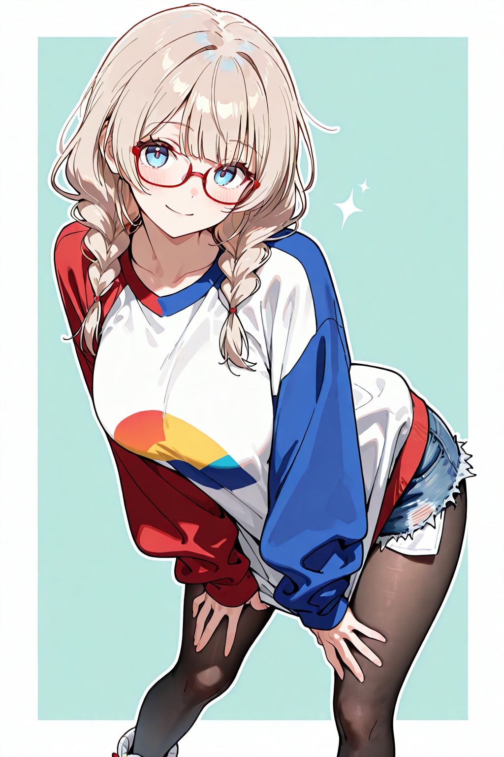 三つ編み+トリコロール