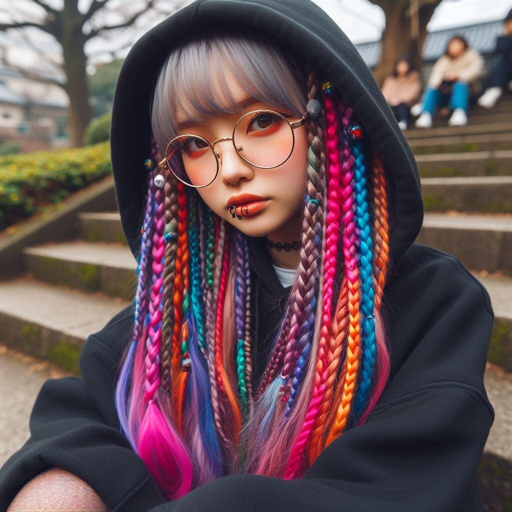 眼鏡三つ編みガール