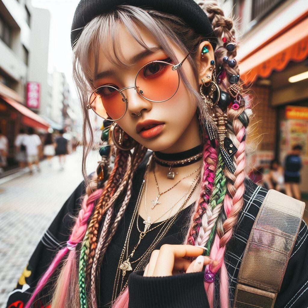 眼鏡三つ編みガール